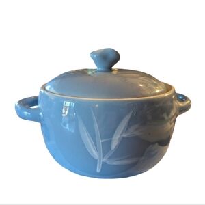 Vintage Winfield China Bamboo Blue Covered Casserole Dish